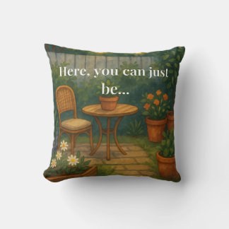 Almohada de Jardín Acogedora – 'Aquí, Puedes Simpl
