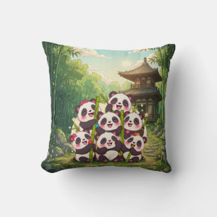 Almohada de jardín de bambú de panda lindo