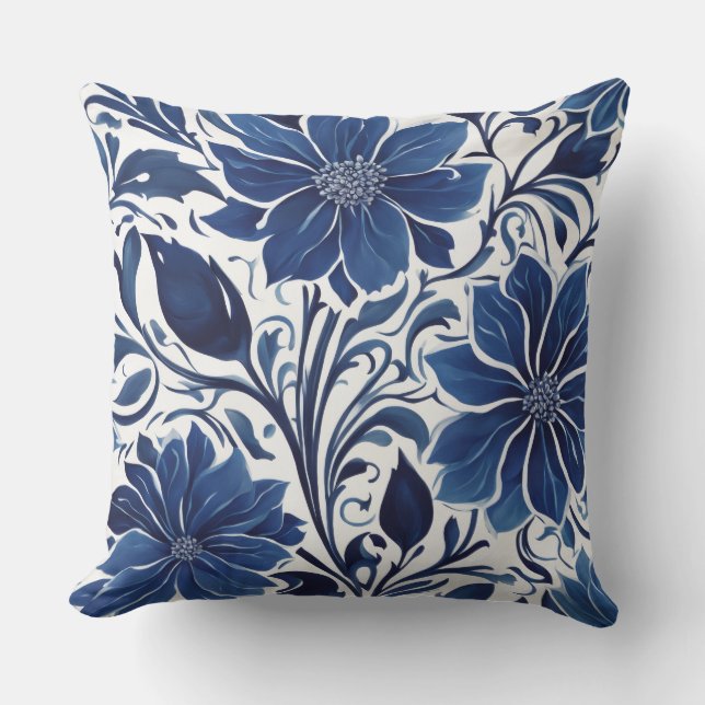almohada de jardín de flor de índigo (Anverso)