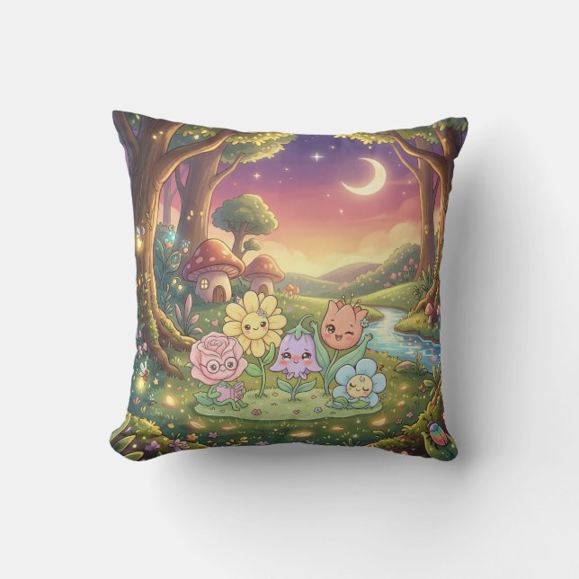 Almohada de jardín de flores encantadas (Anverso)