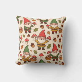 Almohada de jardín de hongos con gnomo acogedor
