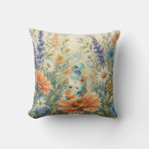 Almohada de jardín de mariposa entre flores silves