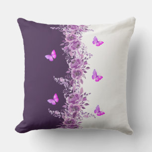 Almohada de jardín de mariposa púrpura vibrante