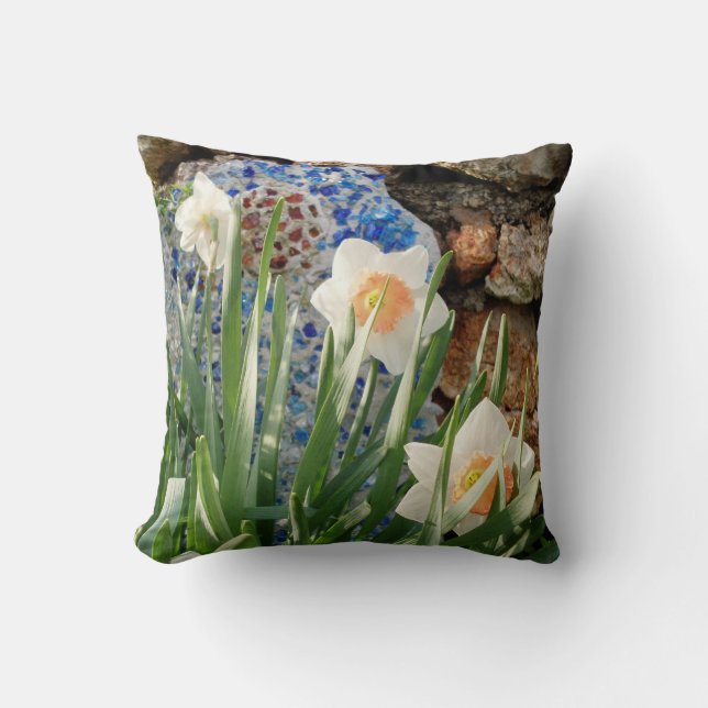 Almohada de jardín de narcisos blancos (Anverso)