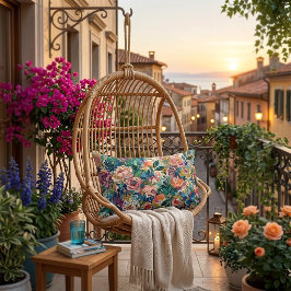 Almohada de jardín floral bohemio