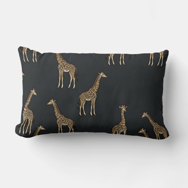 Almohada de jirafa Boho Chic lumbar carbón Accesor (Anverso)