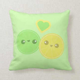 Almohada de Kawaii del corazón de la cal del limón