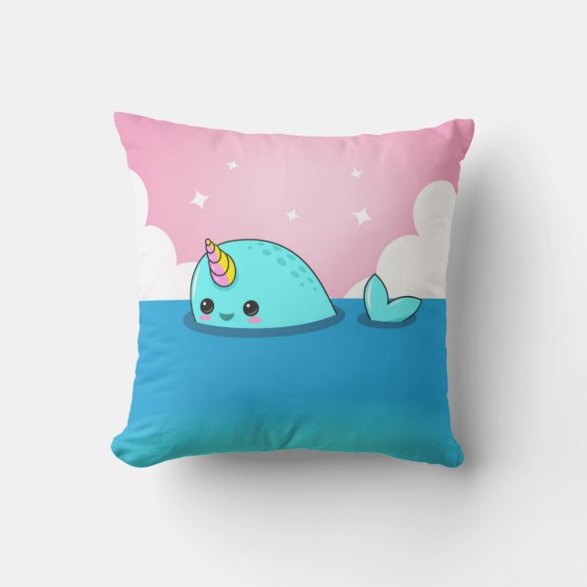 Almohada de Kawaii Narwhal (Anverso)
