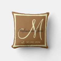 almohada de kesake de Boda marrón otoño y crema