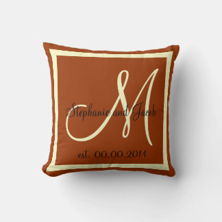 almohada de kesake de Boda marrón otoño y crema