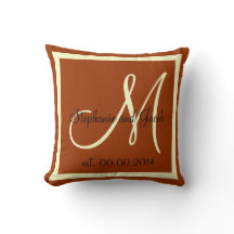 almohada de kesake de Boda marrón otoño y crema