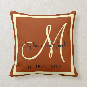 almohada de kesake de Boda marrón otoño y crema