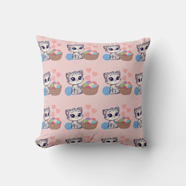 Almohada de Kitten & Yarn Throw (Anverso)