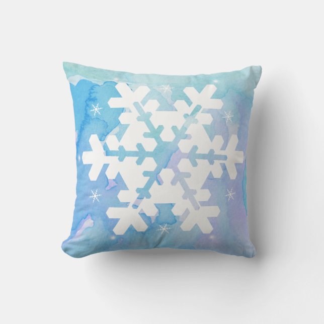 Almohada de la acuarela: Copo de nieve congelado (Anverso)