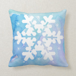 Almohada de la acuarela: Copo de nieve congelado