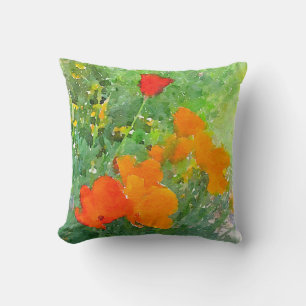 Almohada de la acuarela de la amapola de