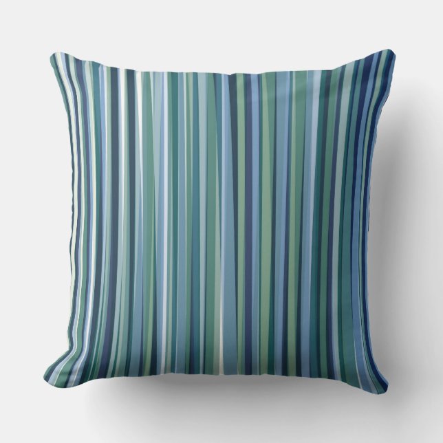 Almohada de la almohada de la raya verde y azul (Anverso)