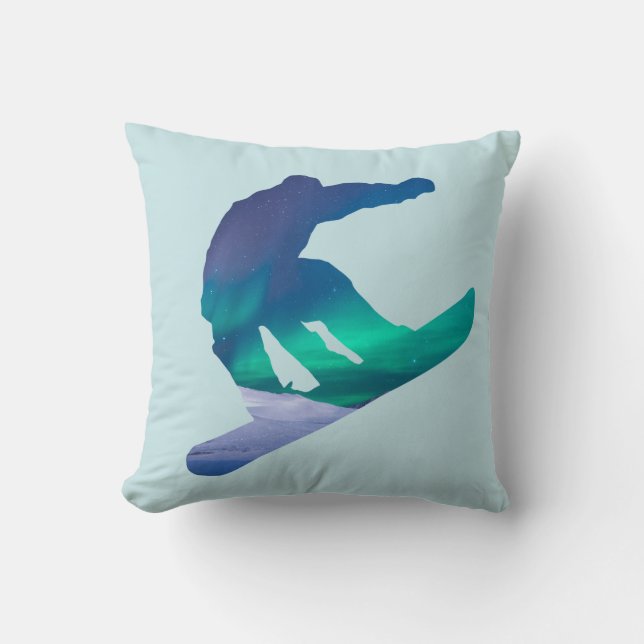Almohada de la aurora boreal de la silueta del (Anverso)