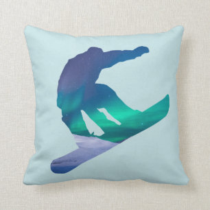 Almohada de la aurora boreal de la silueta del