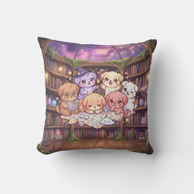 Almohada de la Biblioteca Mágica de Cachorros (Anverso)