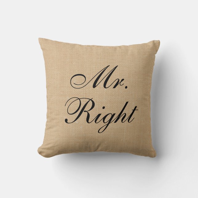 Almohada de la boda de la arpillera de la lona de (Anverso)