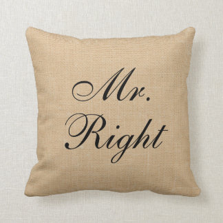 Almohada de la boda de la arpillera de la lona de