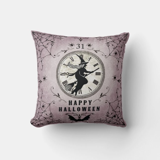 Almohada de la bruja de la silueta de Halloween (Anverso)