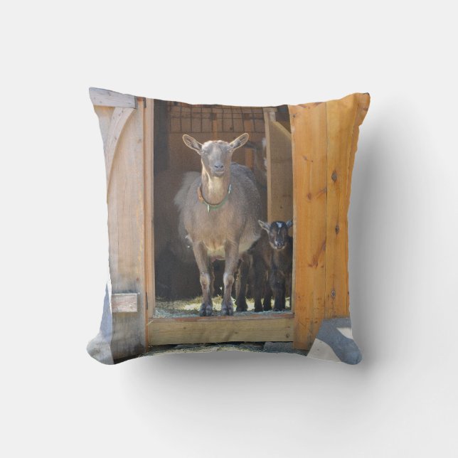 Almohada de la cabra de la mamá y del bebé (Anverso)
