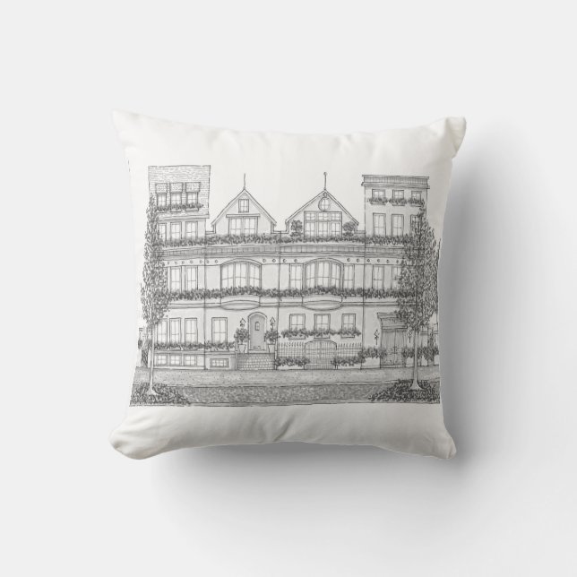 Almohada de la casa de atrás de la ciudad dibujada (Anverso)