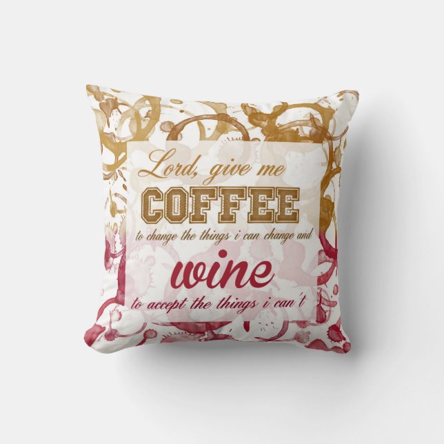 Almohada de la cita del café y del vino (Anverso)