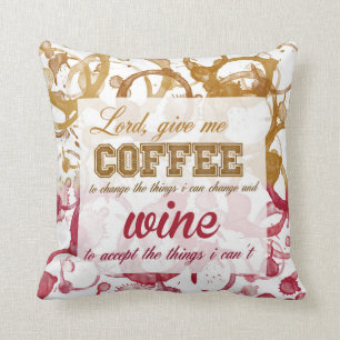 Almohada de la cita del café y del vino
