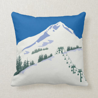 Almohada de la escena del invierno del esquí
