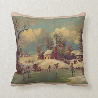 Almohada de la escena del invierno del vintage