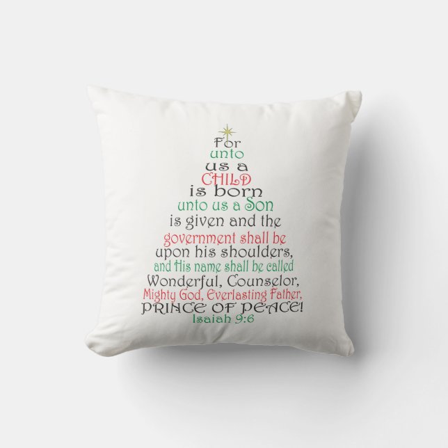 Almohada de la escritura del navidad del 9:6 de (Anverso)