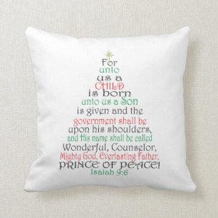 Almohada de la escritura del navidad del 9:6 de