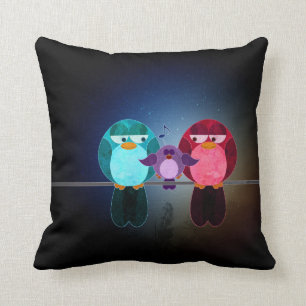 Almohada de la familia de pájaro del amor