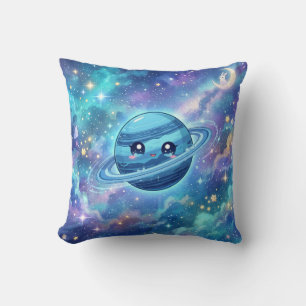 Almohada de la galaxia del planeta azul lindo