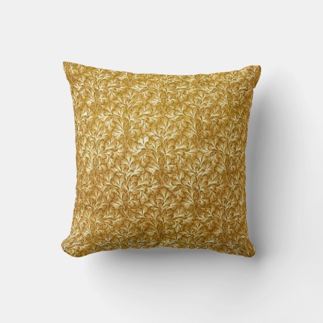 Almohada de la impresión floral de la mostaza del (Anverso)