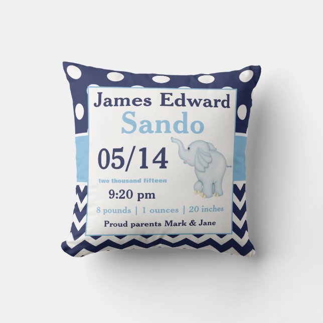 Almohada de la invitación del bebé del elefante de (Anverso)
