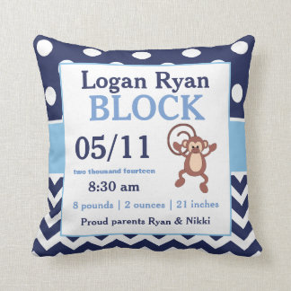 Almohada de la invitación del bebé del mono de los