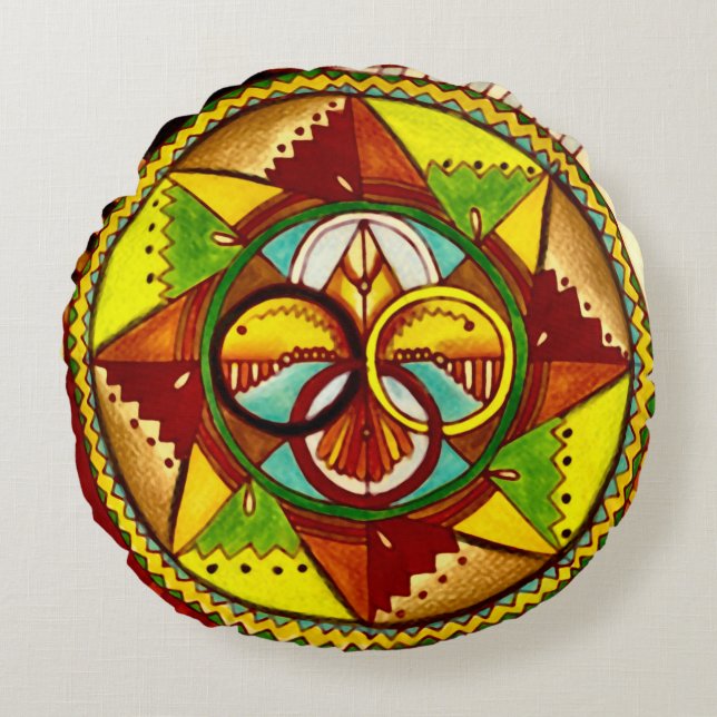 Almohada de la mandala de la rueda de la medicina (Anverso)
