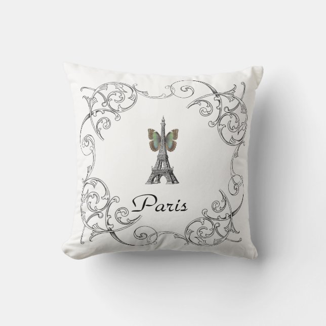 Almohada de la mariposa de la torre Eiffel de (Anverso)