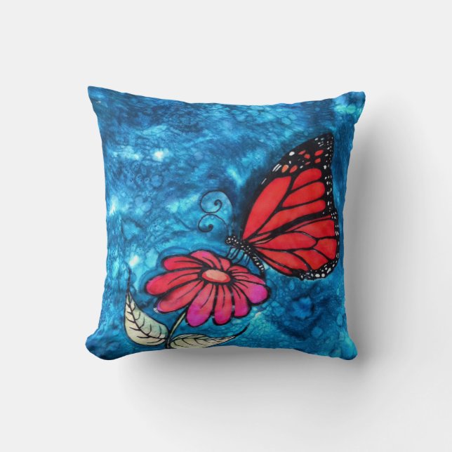 Almohada de la mariposa de monarca: Pintura de (Anverso)