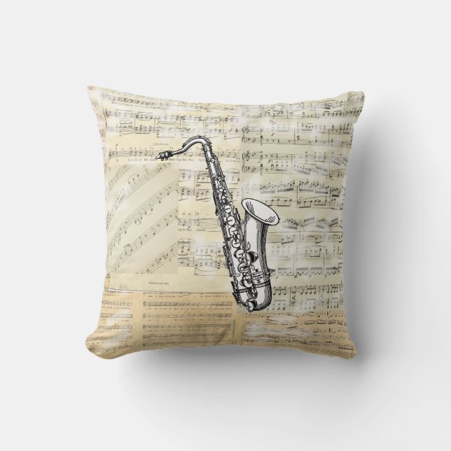 Almohada de la música del saxofón del vintage (Anverso)