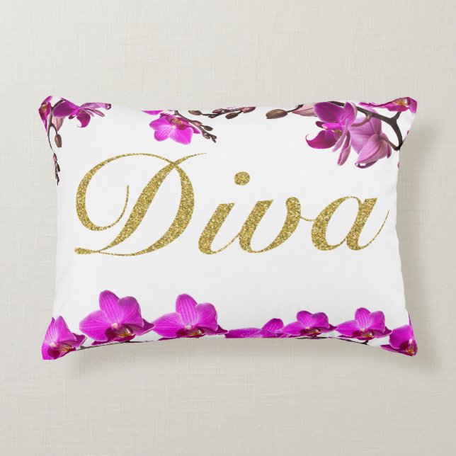 Almohada de la orquídea de la diva (Anverso)