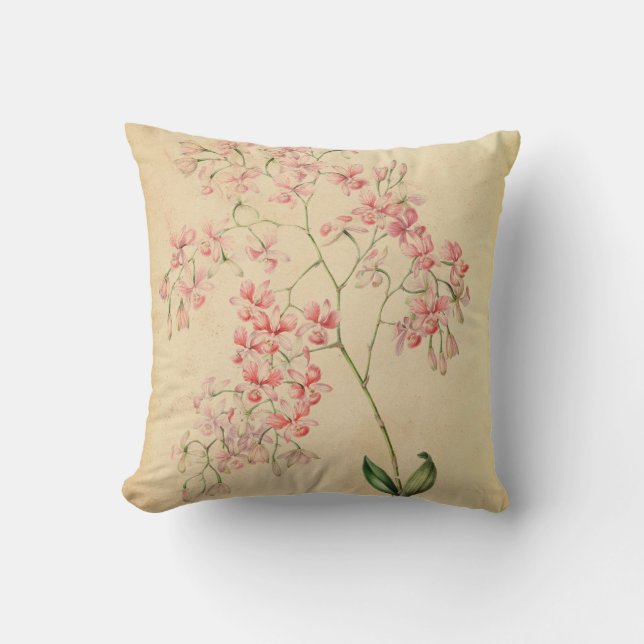 Almohada de la orquídea del vintage (Anverso)