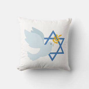 Almohada de la paloma de la paz judía y la estrell
