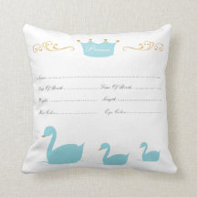 Almohada de la partida de nacimiento del bebé