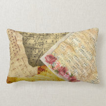 Almohada de la partitura de los rosas del vintage