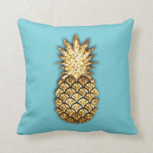 Almohada de la piña del purpurina del oro